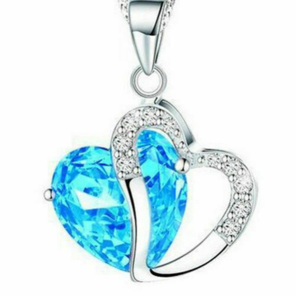 Jewelry - Blue Crystal Heart 925 Sterling Silver / Zircon